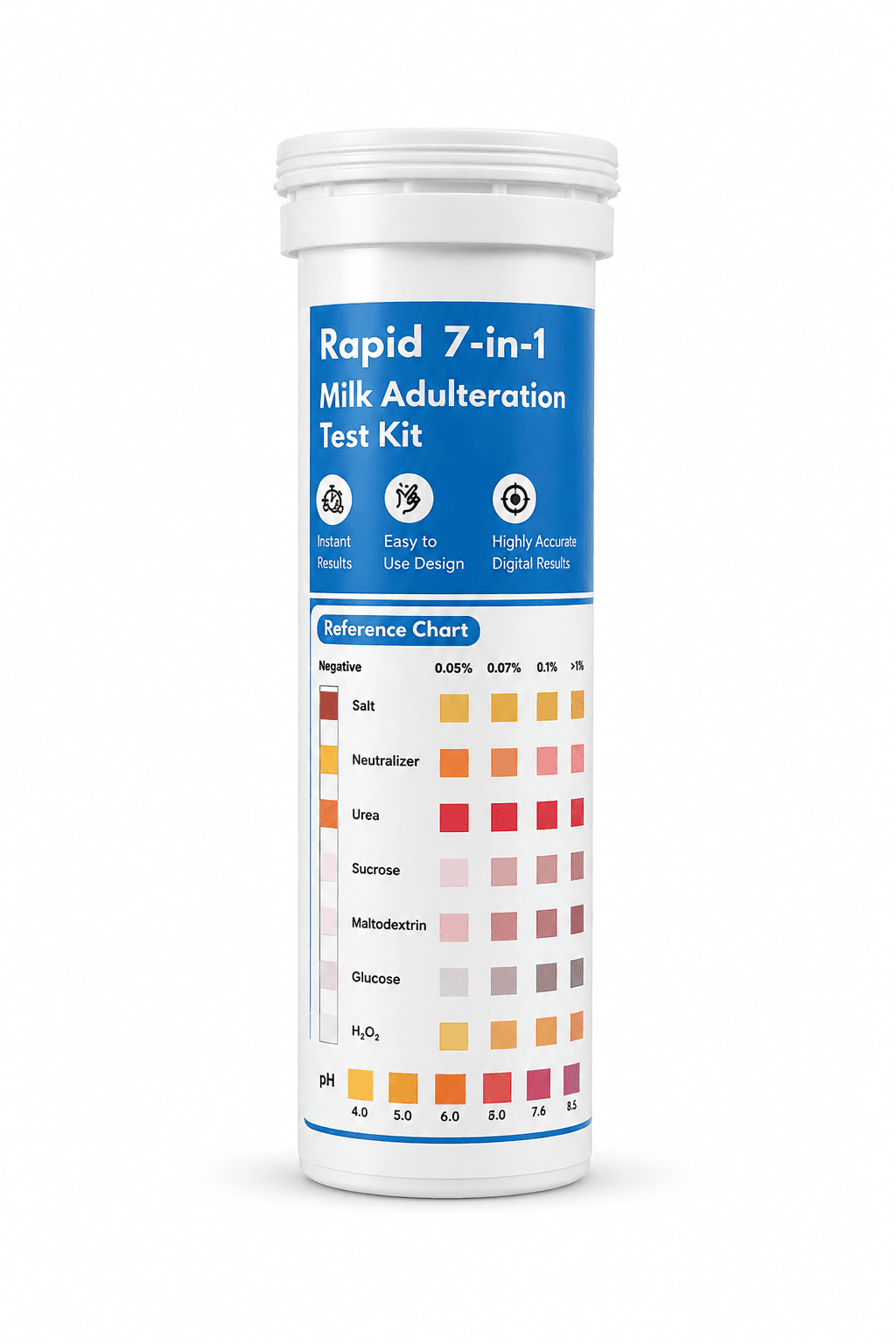 MilkTrak Rapid 7-in-1 milk adulteration test kit, 50-strip bottle